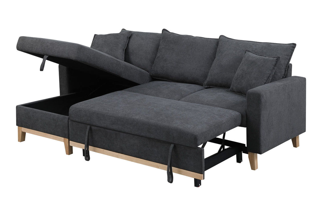 Colton - Reversible Sleeper Sectional Sofa With Storage Chaise - Dark Gray