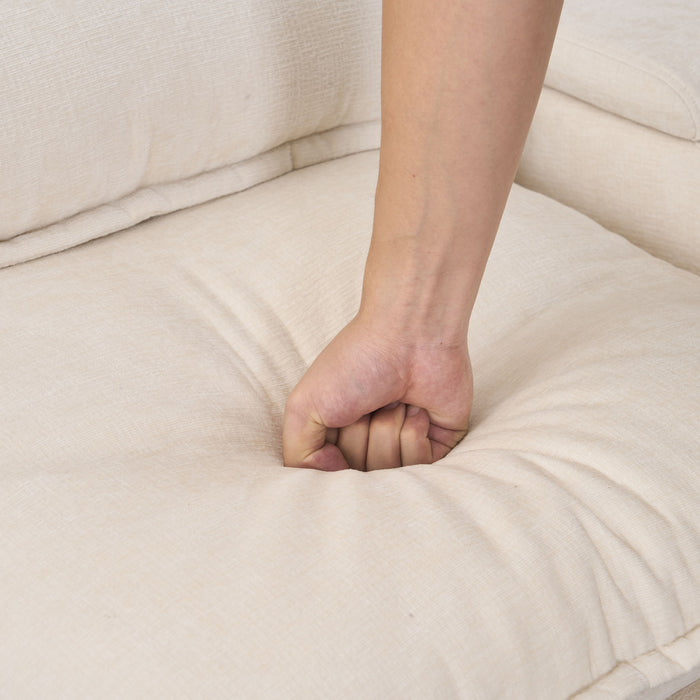 U Shaped Sofa With Console, Cupholders, USB Ports, 6 Seat, Bronzing Suede & Chenille