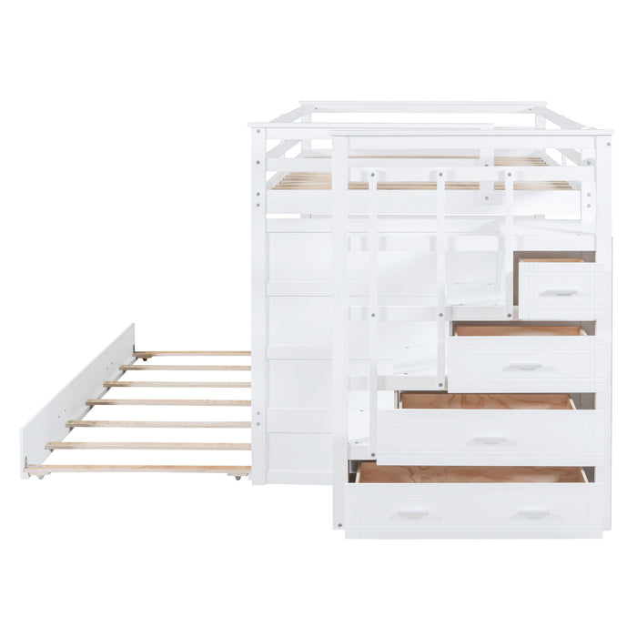 Bunk Bed With Twin Size Trundle And Staircase