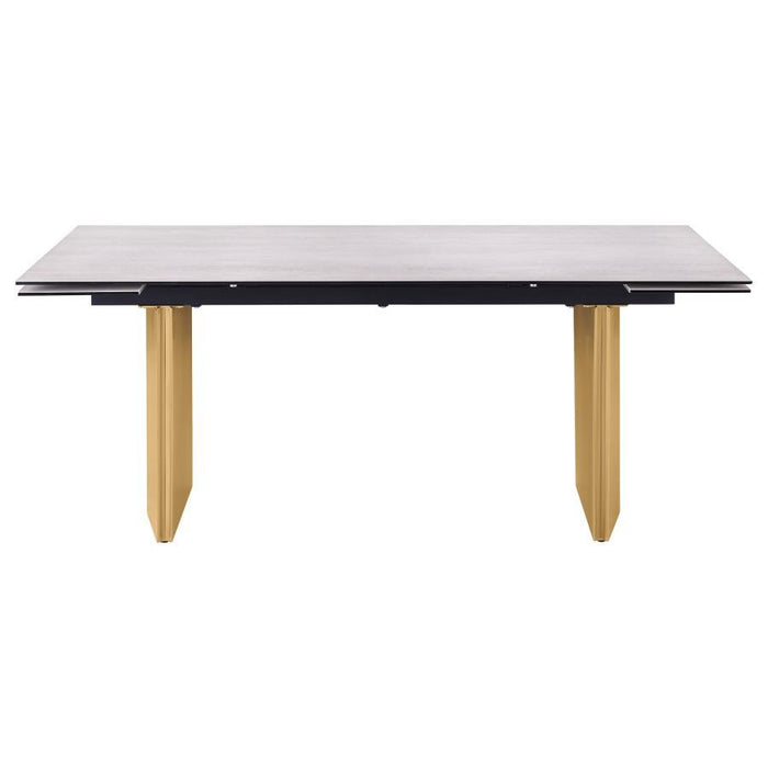 Vesa - Glass Top Extension Dining Table - Beige
