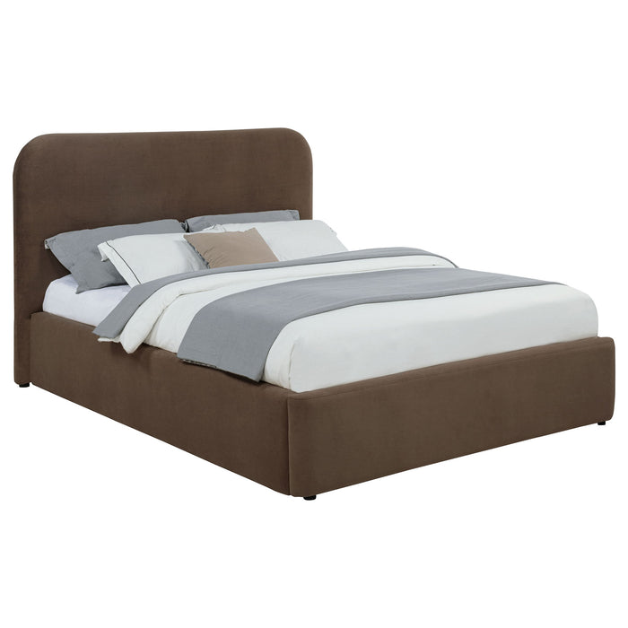 Anders Upholstered Queen Storage Lift Platform Bed Chocolate