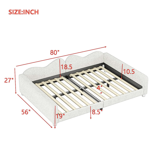 Upholstered Daybed, Sherpa Fabric Sofabed With Cloud-Shaped Backrest