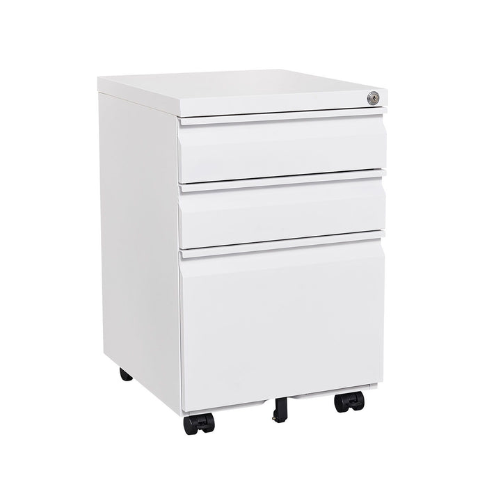 Contemporary Black 3 Drawer Mobile Filing Cabinet With Lock, Metal Office Storage For Legal / Letter Size