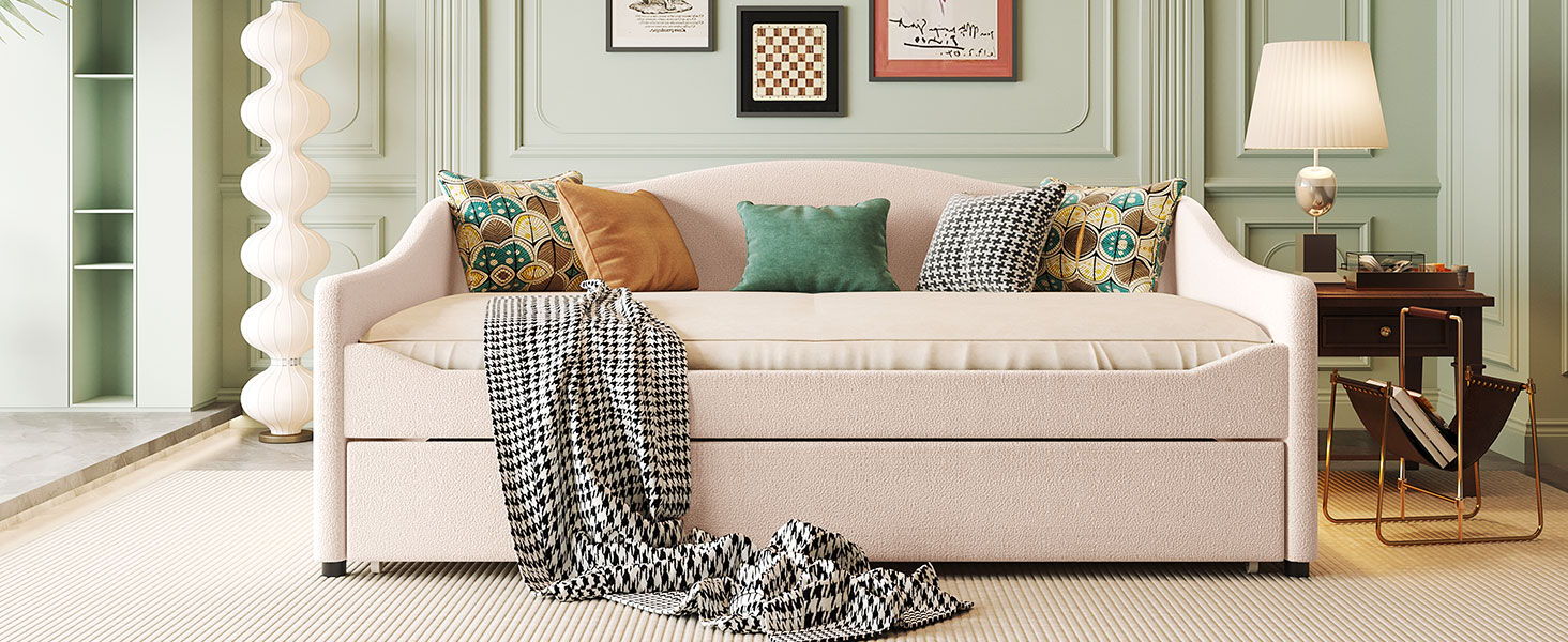 Upholstered Daybed With Light And Trundle