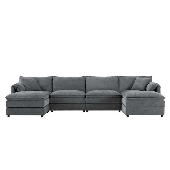 Modular Sectional With Deep And Wide Seat, Cloud Couch Set With Double Cushions Sofa With Movable Ottoman