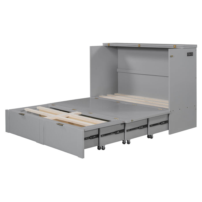 Murphy Bed With Drawer And A Set Of Sockets & USB Ports, Pulley Structure Design