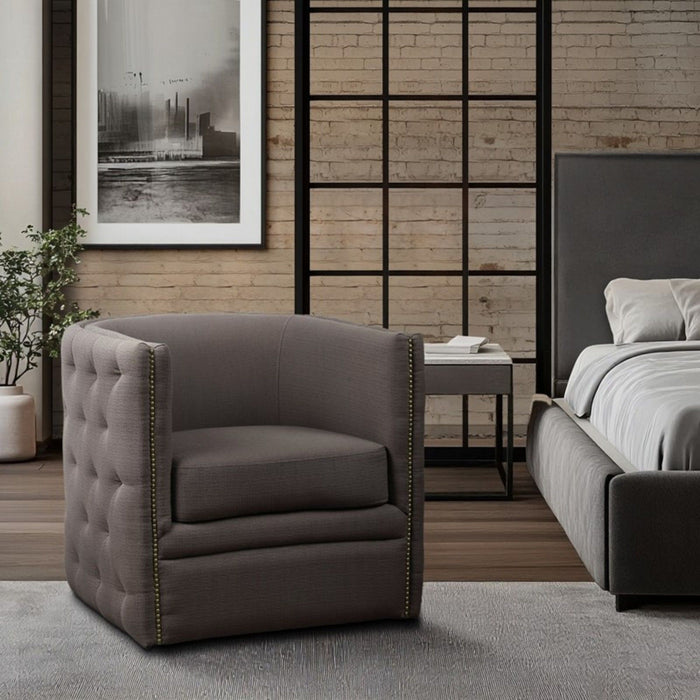 Capstone - Swivel Barrel Chair With Nailhead Accents And Button Tufting