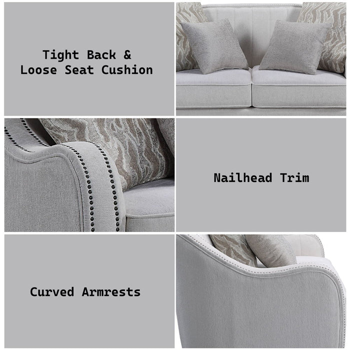 Mahler - Loveseat With 4 Pillows - Beige Linen