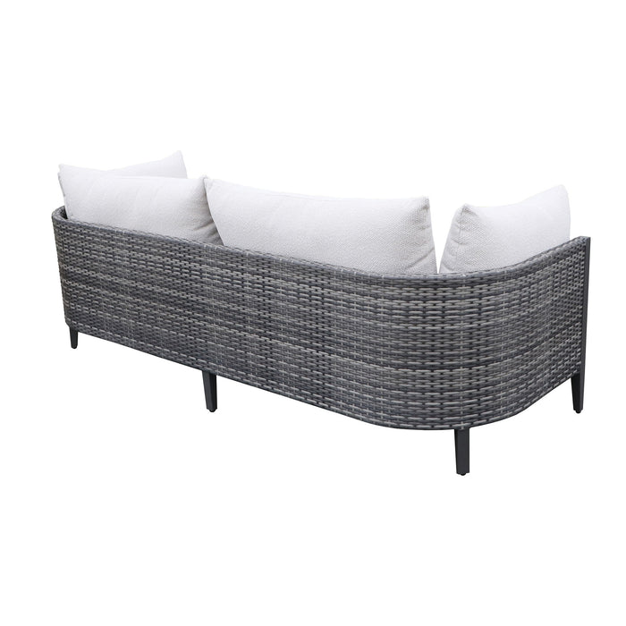 Outdoor Modern Wicker Sofa With Cushion, Gabardine