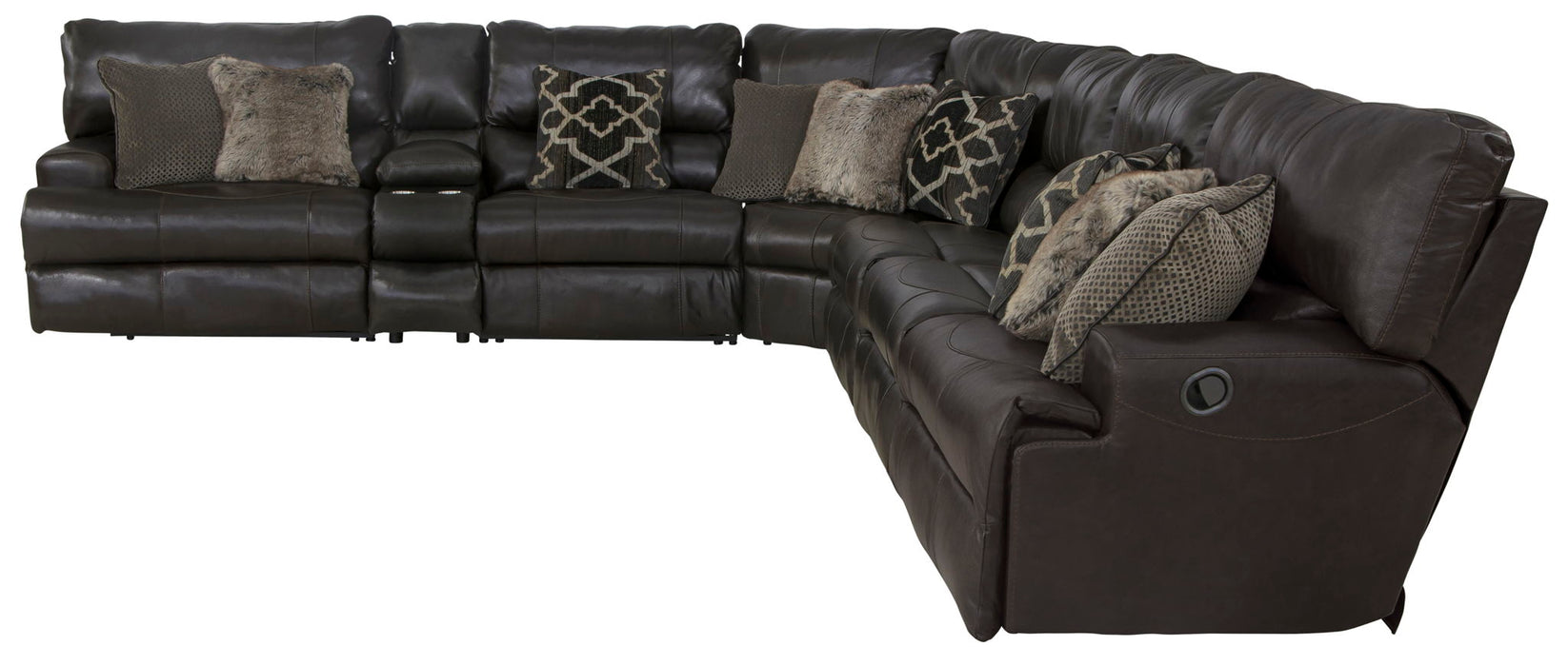 Como - 7 Piece Italian Leather Match Reclining Sectional