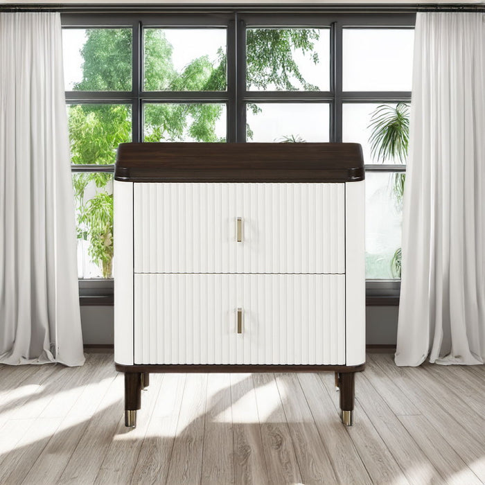 Carena - Nightstand With USB - White & Brown