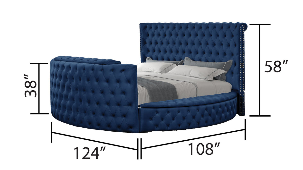 Maya Modern Style Crystal Tufted King 5 Piece Bed Room Set Made With Wood In Blue