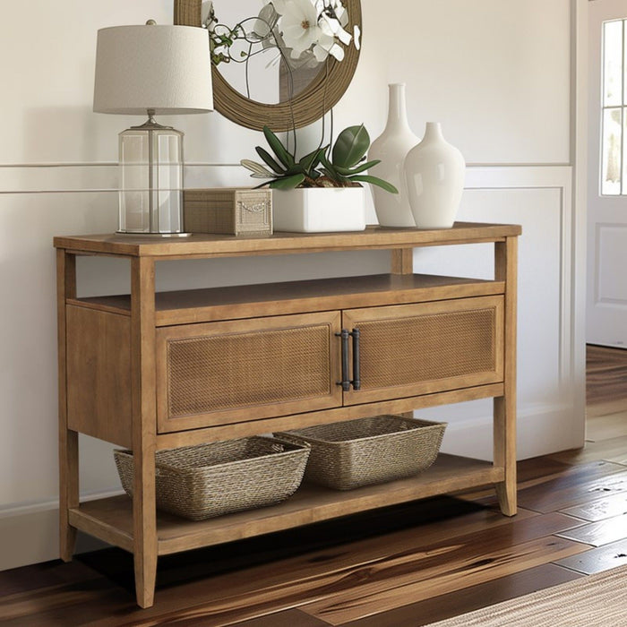 Naomi - 2 Door Storage Console Table With Ample Shelving - Natural
