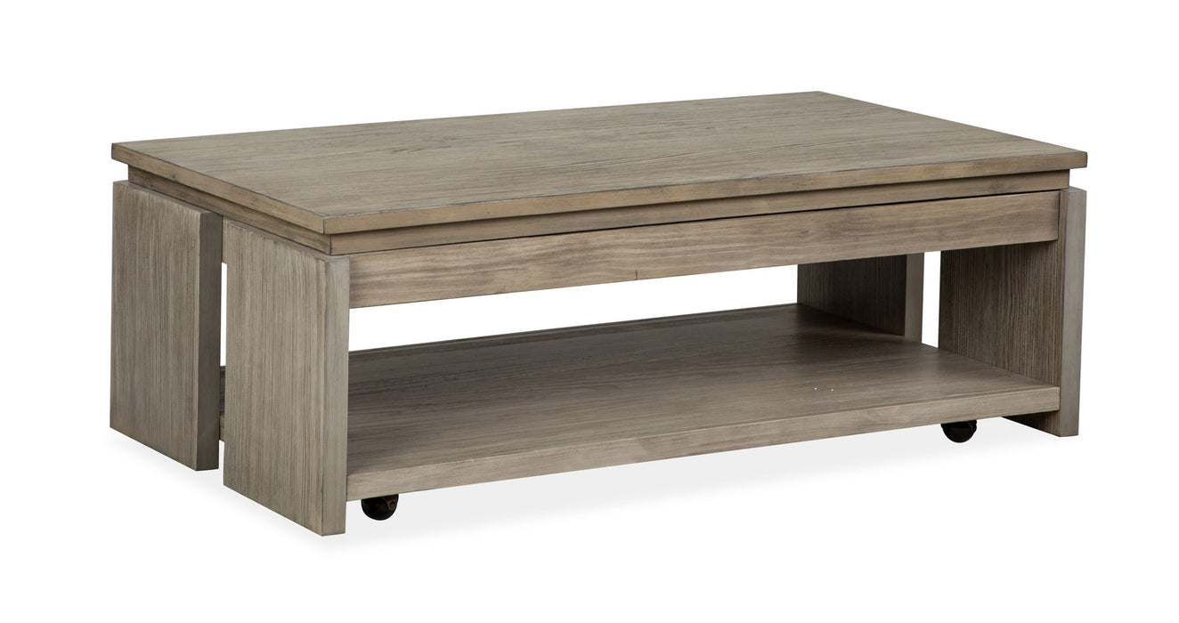 Conrad - Rectangular Lift Top Storage Cocktail Table With Casters - Stone Harbor Grey