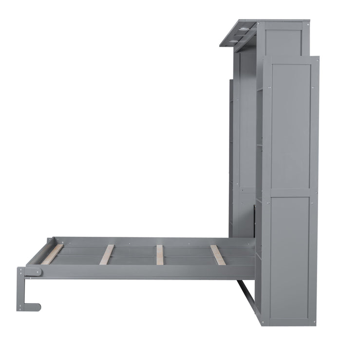 Wall Murphy Bed With Shelves And LED Lights