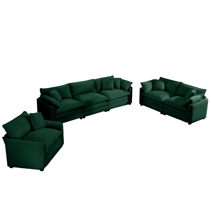 Elegant Corduroy Oversized Sectional Sofa Set With Deep Seats And Flexible Layout