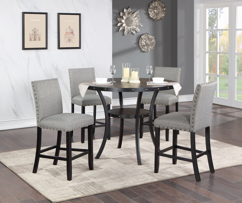 Dining Room Furniture Natural Wooden Round Dining Table Counter Height Dining Table Only Nailheads And Storage Shelve