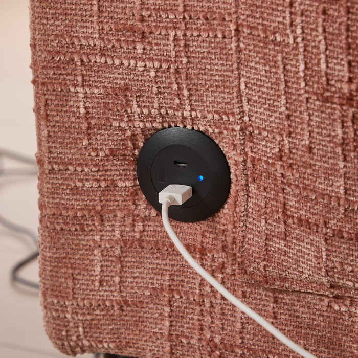 Chenille 2 Seater Sofa With LED Light, USB Charging Port, And Storage Bag