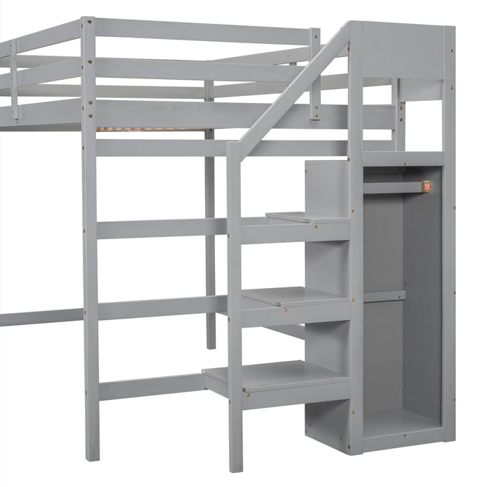 Loft Bed With Built In Storage Wardrobe And Staircase