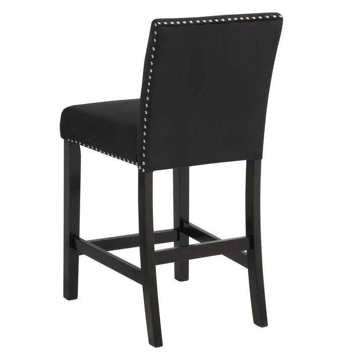 5 Piece Counter Height Dining Set With Table, Tufted Nail Head Chairs - Black