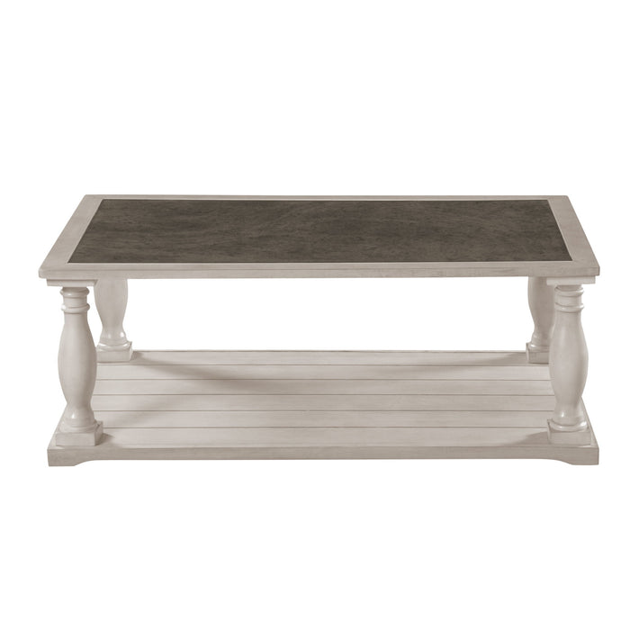 Farmhouse Rectangular Coffee Table With 2 Tiers