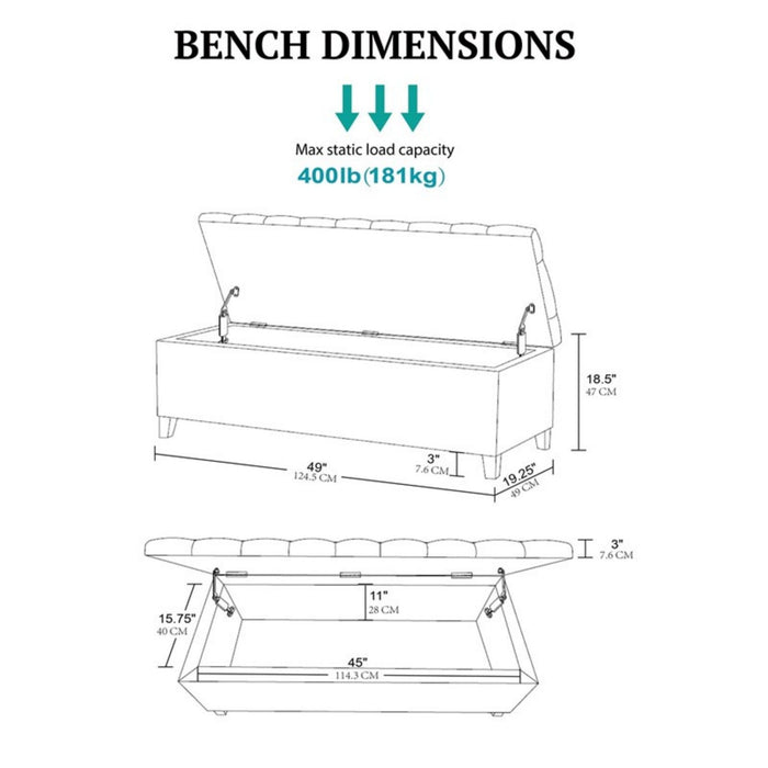 Shandra - Tufted Top Soft Close Storage Bench