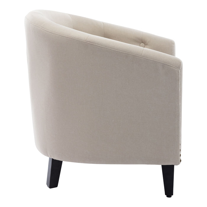 Linen Fabric Tufted Barrel Chairtub Chair For Living Room Bedroom Club Chairs