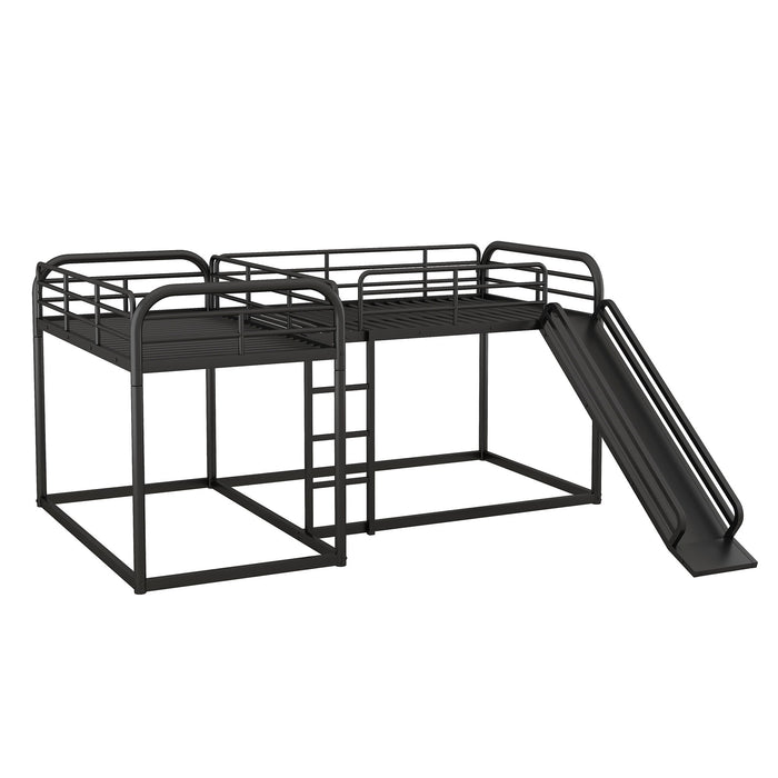 L Shaped Bunk Bed With Slide And Short Ladder