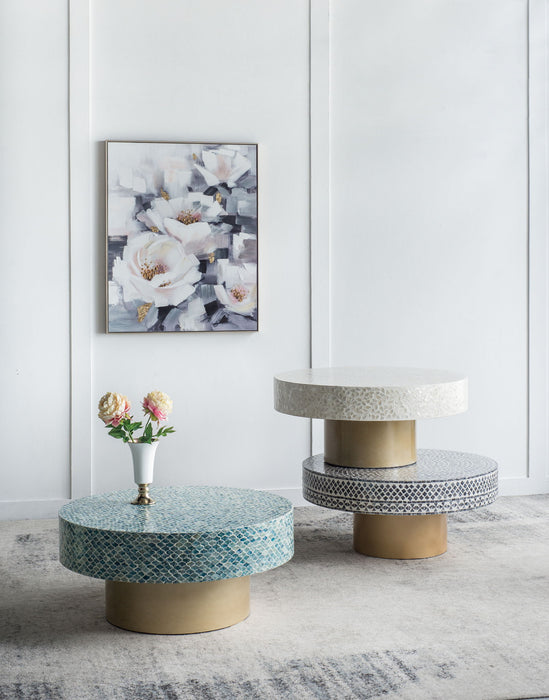 Unique Capiz Coffee Table & Pedestal Base