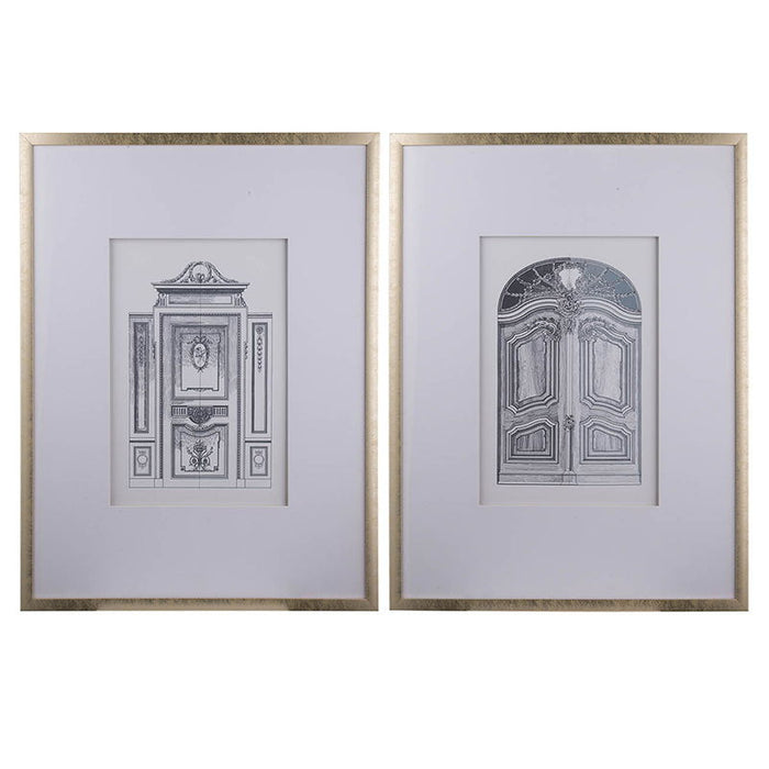 Fake Pencil Architectual Wall Art, Wall Decor Accent (Set of 2) - Silver