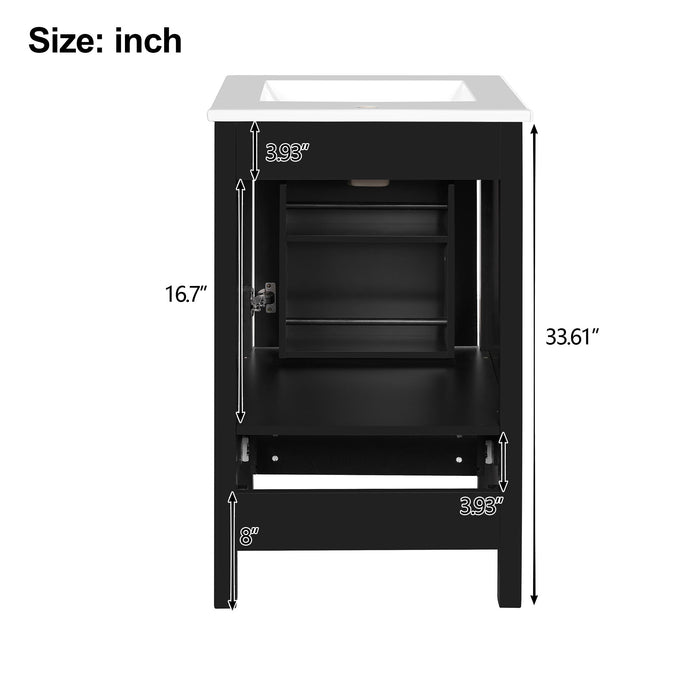 Bathroom Vanity With Ceramic Sink, Soft Close Drawers, Door Organizer, Divider Drawer, Adjustable Foot Pads