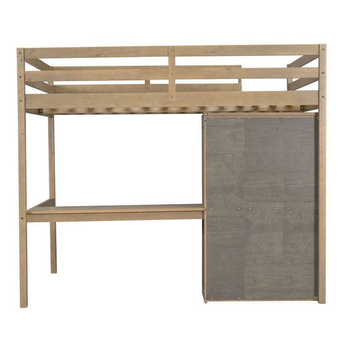 Loft Bed With Built In Wardrobe, Desk, Shelves And Drawers