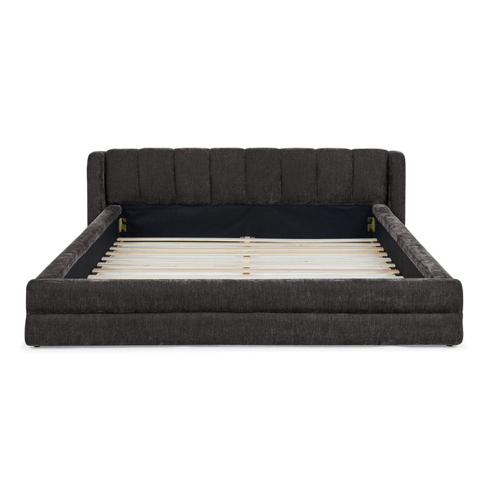 Modern Upholstered Bed Frame With Thick Chenille Fabric And Headboard