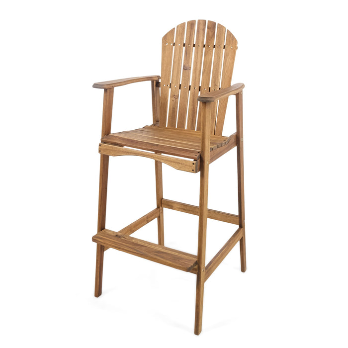 Outdoor Acacia Wood Adirondack Barstools (Set of 2)