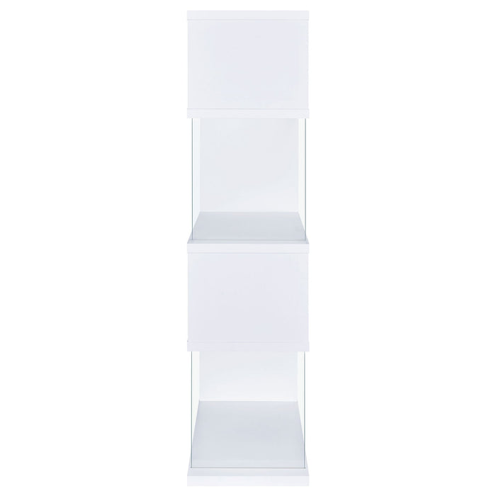Emelle 63-inch 4-shelf Glass Panel Bookshelf White