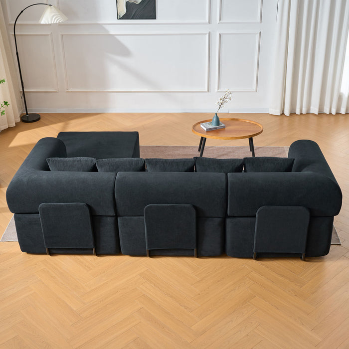 Modular L-Shaped Sectional Sofa With Deep Seat, Movable Chaise & 5 Pillows