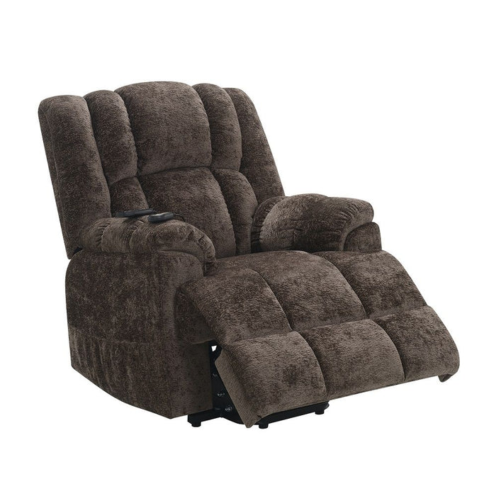 Pacay - Power Recliner With Lift & Heating & Massage - Brown Chenille