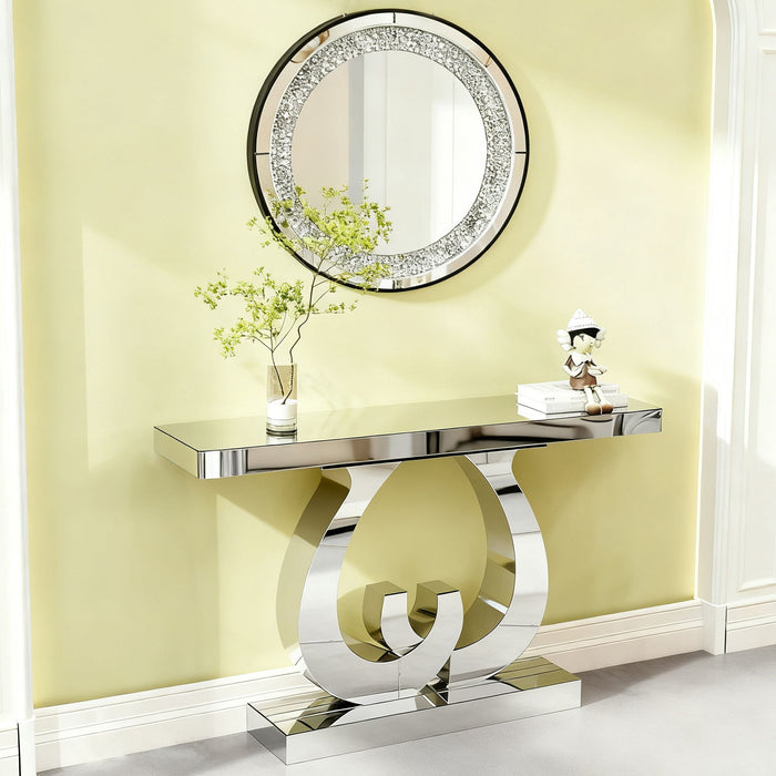 Double C - Base Rectangular Sofa Table For Living Room - Silver