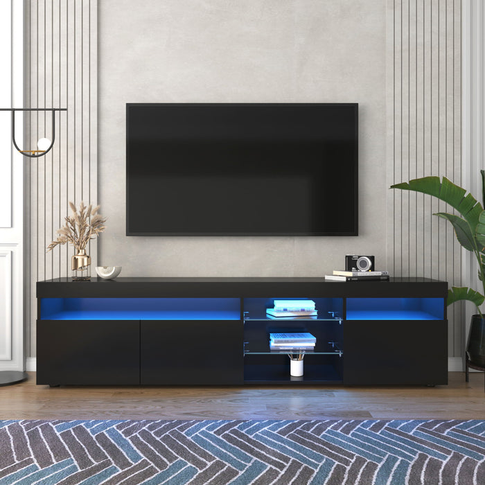 Modern Design TV Stands For TVs Up To 80 Inches, LED Light Entertainment Center, Media Console With Multi - Functional Storage, TV Cabinet For Living Room, Bedroom