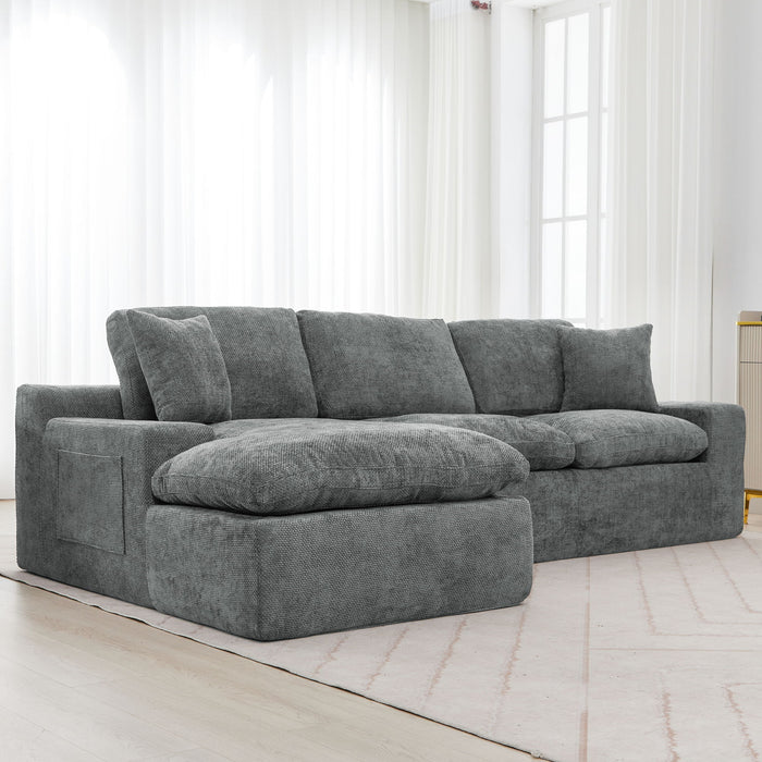 Cloud Sectional Sofa With Double Layer Cushion And Side Pockets, Free-Combined