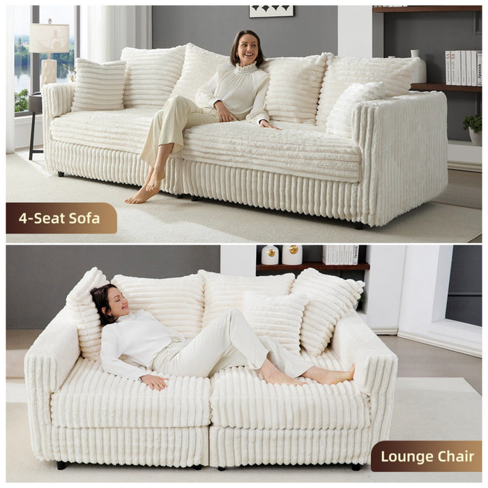 Modern Comfy Upholstered 4 Seat Sofa Cloud Couch,Deep Seat With Soft Pillows