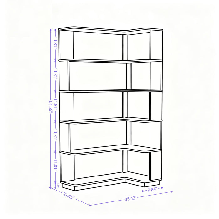 L-Shaped Design Corner Bookshelf