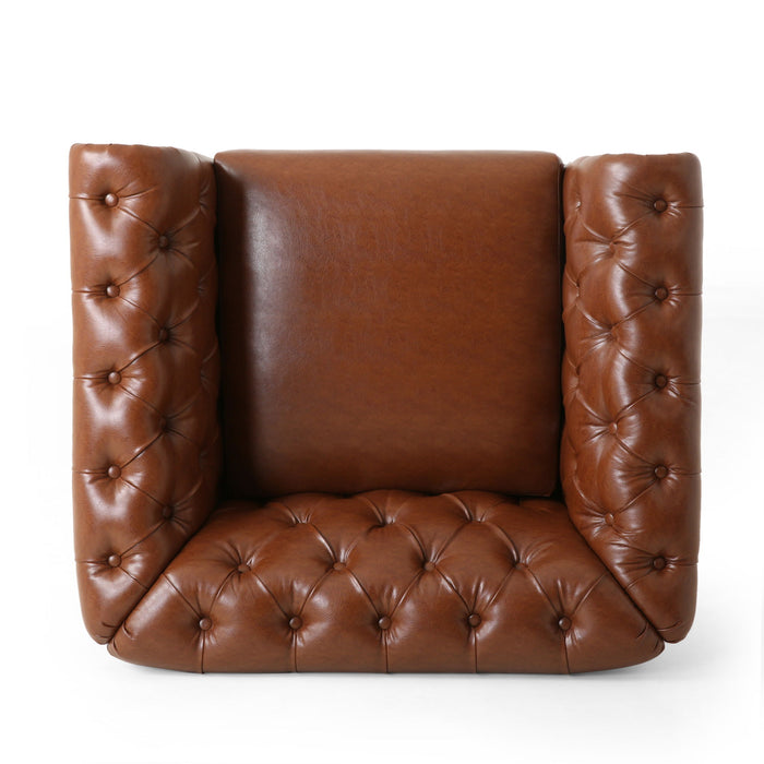 Luminex - Tufted Upholstered Club Chair With Nailhead Accents And Scrolled Tuxedo Arms