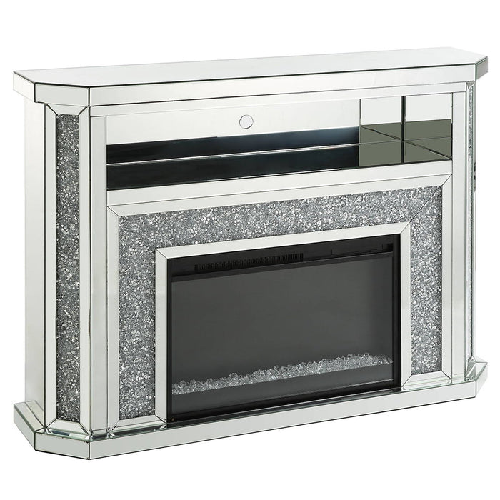 Noralie - 51" Fireplace With LED - Mirrored & Faux Diamonds