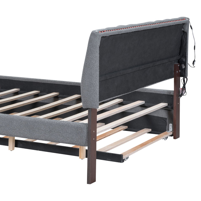 Upholstered Platform Bed With Trundle