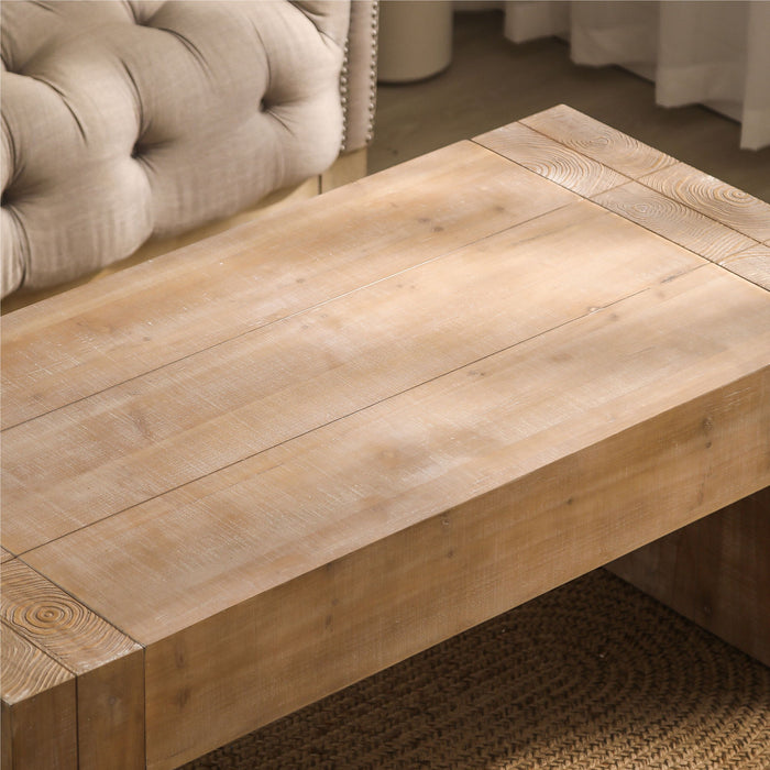 Rustic Wood Coffee Table Modern Farmhouse Rectangular Table For Living Room - Natural / Natural Multi / Natural Wood / Natural / Rustic