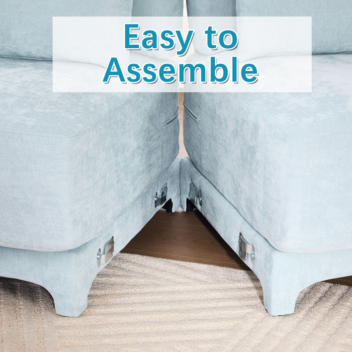 Stylish Sofa With Ottoman And Lumbar Pillows, Ergonomic Design