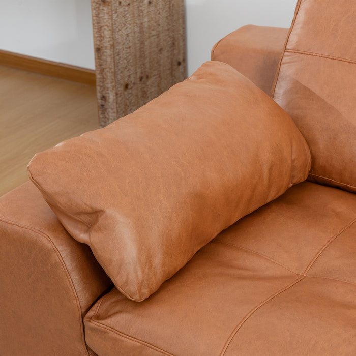 L - Shaped Modular 2 Seater Sofa With Movable Ottoman And High Density Sponge Cushions For Living Room