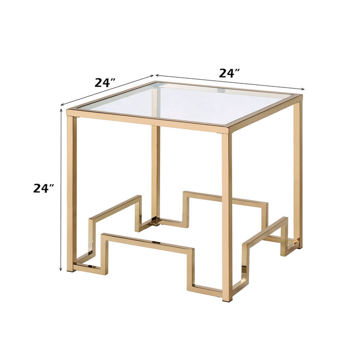 Damien - End Table - Clear Glass & Champagne