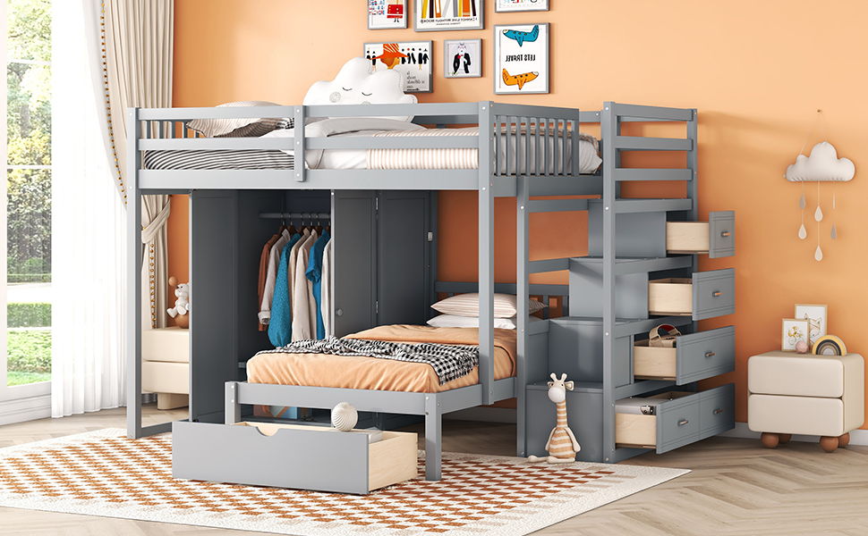 Bunk Bed With Wardrobe, Drawers